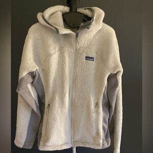 Patagonia light gray hooded zipper jacket